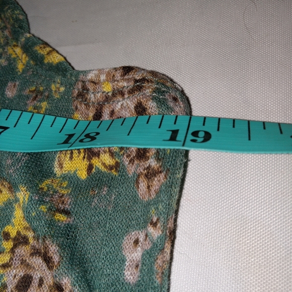 Free People Green Floral Semi Sheer Tunic Tank Top Medium - Picture 6 of 7